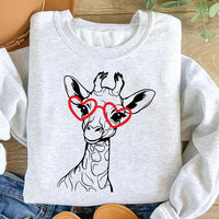 Giraffe Valentine Sweatshirt, Cute Valentine's Day Tee, Women Valentine Gift, Love Giraffe Sweatshirt