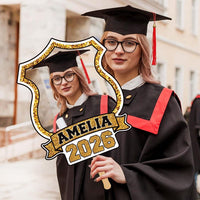Custom Face Fans With Wooden Handle, Graduation Head, Grad Face Fans, Class of 2026 Head Fans, Graduation Faces on a Stick