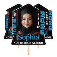 Custom Face Fans With Wooden Handle, Graduation Head, Grad Face Fans, Class of 2026 Head Fans, Graduation Faces on a Stick