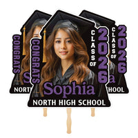 Custom Face Fans With Wooden Handle, Graduation Head, Grad Face Fans, Class of 2026 Head Fans, Graduation Faces on a Stick