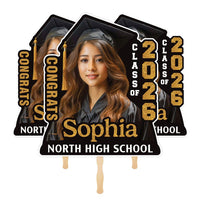 Custom Face Fans With Wooden Handle, Graduation Head, Grad Face Fans, Class of 2026 Head Fans, Graduation Faces on a Stick