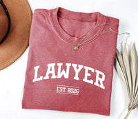 Custom Lawyer Shirt, Lawyer Shirt, Law School Student Tee, Personalized Lawyer Est 2026 Shirt, Lawyer Crew Neck, Graduation Gift