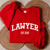 Custom Lawyer Sweatshirt, Lawyer Sweatshirt, Law School Student Tee, Personalized Lawyer Est 2026 Outfit, Lawyer Crew Neck, Graduation Gift