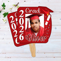 Custom Face Fans With Wooden Handle, Graduation Head, Grad Face Fans, Class of 2026 Head Fans, Graduation Faces on a Stick