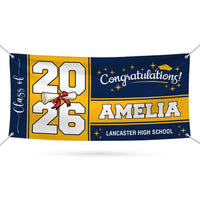 Personalized 2026 Graduation Banner Sign With Name, School Name - 13 Oz Outdoor Class of 2026, Graduation Decoration 2026 Yard Vinyl Banner