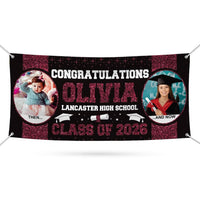 Graduation 2026 Personalized Banner Sign With Photo - 13 Oz Heavy Duty Waterproof Class of 2026