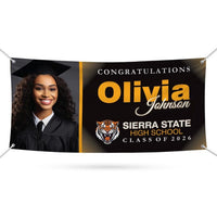 Graduation 2026 Personalized Banner Sign With Photo - 13 Oz Heavy Duty Waterproof Class of 2026, Graduation Vinyl Banner With Metal Grommets