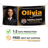 Graduation 2026 Personalized Banner Sign With Photo - 13 Oz Heavy Duty Waterproof Class of 2026, Graduation Vinyl Banner With Metal Grommets