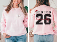 Custom Senior 2026 Sweatshirt, Personalized Graduation 2026 Sweatshirt, Senior Gift Tee, Custom Name Class of 26 Outfit, Front Back