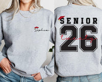 Custom Senior 2026 Sweatshirt, Personalized Graduation 2026 Sweatshirt, Senior Gift Tee, Custom Name Class of 26 Outfit, Front Back