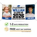 Graduation 2026 Personalized Banner Sign With Photo - 13 Oz Before After Memories Custom Class of 2026 Graduation Banner With Metal Grommets