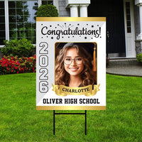 Personalized Graduation Yard Sign 2026 with Photo - Graduation Lawn Sign, Class of 2026, Custom Graduation 2026 Yard Sign with Metal H-Stake