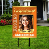 Personalized Graduation Yard Sign 2026 with Photo - Graduation Lawn Sign, Class of 2026, Custom Graduation 2026 Yard Sign with Metal H-Stake
