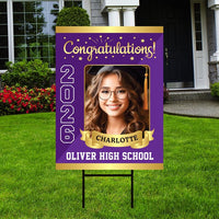 Personalized Graduation Yard Sign 2026 with Photo - Graduation Lawn Sign, Class of 2026, Custom Graduation 2026 Yard Sign with Metal H-Stake