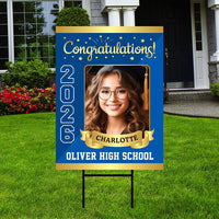Personalized Graduation Yard Sign 2026 with Photo - Graduation Lawn Sign, Class of 2026, Custom Graduation 2026 Yard Sign with Metal H-Stake