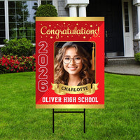 Personalized Graduation Yard Sign 2026 with Photo - Graduation Lawn Sign, Class of 2026, Custom Graduation 2026 Yard Sign with Metal H-Stake