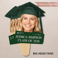 Custom Face Fans With Wooden Handle, Graduation Head, Grad Face Fans, Class of 2026 Head Fans, Graduation Faces on a Stick