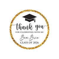 Personalized Graduation 2026 Stickers, Custom Class of 2026 Stickers, 2026 Graduation Labels, Round Graduation Party Favors, Gift Sticker