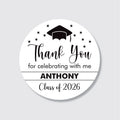 Personalized Graduation 2026 Stickers, Custom Class of 2026 Stickers, 2026 Graduation Labels, Round Graduation Party Favors, Gift Sticker