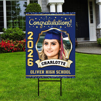 Personalized Graduation Yard Sign 2026 with Photo - Grad Sign, Class of 2026, Custom Graduation 2026 Yard Sign with Metal H-Stake