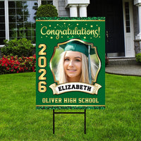 Personalized Graduation Yard Sign 2026 with Photo - Grad Sign, Class of 2026, Custom Graduation 2026 Yard Sign with Metal H-Stake
