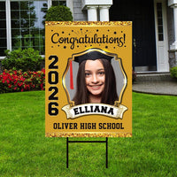 Personalized Graduation Yard Sign 2026 with Photo - Grad Sign, Class of 2026, Custom Graduation 2026 Yard Sign with Metal H-Stake