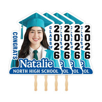 Custom Face Fans With Wooden Handle, Graduation Head, Grad Face Fans, Class of 2026 Head Fans, Graduation Faces on a Stick