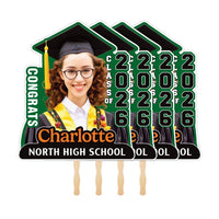 Custom Face Fans With Wooden Handle, Graduation Head, Grad Face Fans, Class of 2026 Head Fans, Graduation Faces on a Stick