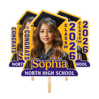 Custom Face Fans With Wooden Handle, Graduation Head, Grad Face Fans, Class of 2026 Head Fans, Graduation Faces on a Stick