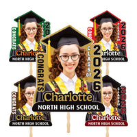 Custom Face Fans With Wooden Handle, Graduation Head, Grad Face Fans, Class of 2026 Head Fans, Graduation Faces on a Stick