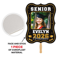 Custom Face Fans With Wooden Handle, Graduation Head, Grad Face Fans, Class of 2026 Head Fans, Graduation Faces on a Stick