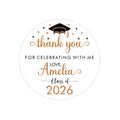 Personalized Graduation 2026 Stickers, Custom Class of 2026 Stickers, 2026 Graduation Labels, Round Graduation Party Favors, Gift Sticker