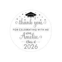 Personalized Graduation 2026 Stickers, Custom Class of 2026 Stickers, 2026 Graduation Labels, Round Graduation Party Favors, Gift Sticker