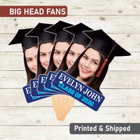 Custom Face Fans With Wooden Handle, Graduation Head, Grad Face Fans, Class of 2026 Head Fans, Graduation Faces on a Stick