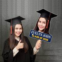 Custom Face Fans With Wooden Handle, Graduation Head, Grad Face Fans, Class of 2026 Head Fans, Graduation Faces on a Stick