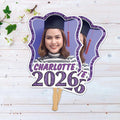 Custom Face Fans With Wooden Handle, Graduation Head, Grad Face Fans, Class of 2026 Head Fans, Graduation Faces on a Stick