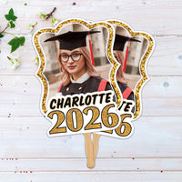 Custom Face Fans With Wooden Handle, Graduation Head, Grad Face Fans, Class of 2026 Head Fans, Graduation Faces on a Stick
