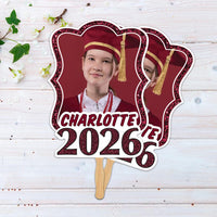 Custom Face Fans With Wooden Handle, Graduation Head, Grad Face Fans, Class of 2026 Head Fans, Graduation Faces on a Stick