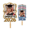 Custom Face Fans With Wooden Handle, Graduation Head, Grad Face Fans, Class of 2026 Head Fans, Graduation Faces on a Stick