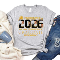 Personalized Class of 2026 Graduate Shirt, Proud Graduate Women V Neck Shirt, Custom Graduate 2026 Shirt, Unisex Graduation Family T-Shirt