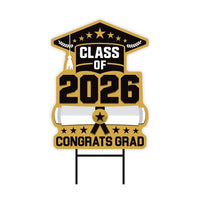 Graduation Yard Sign 2026 - Coroplast Grad Sign, Class of 2026 Sign, Graduation 2026 Yard Sign with Metal H-Stake