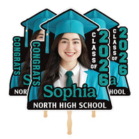 Custom Face Fans With Wooden Handle, Graduation Head, Grad Face Fans, Class of 2026 Head Fans, Graduation Faces on a Stick
