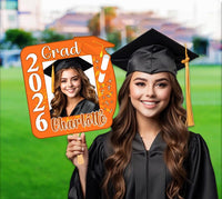 Custom Face Fans With Wooden Handle, Graduation Head, Grad Face Fans, Class of 2026 Head Fans, Graduation Faces on a Stick
