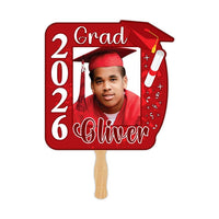 Custom Face Fans With Wooden Handle, Graduation Head, Grad Face Fans, Class of 2026 Head Fans, Graduation Faces on a Stick