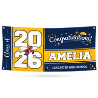 Personalized 2026 Graduation Banner Sign With Name, School Name - 13 Oz Outdoor Class of 2026, Graduation Decoration 2026 Yard Vinyl Banner