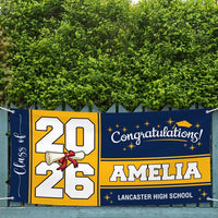 Personalized 2026 Graduation Banner Sign With Name, School Name - 13 Oz Outdoor Class of 2026, Graduation Decoration 2026 Yard Vinyl Banner
