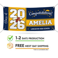 Personalized 2026 Graduation Banner Sign With Name, School Name - 13 Oz Outdoor Class of 2026, Graduation Decoration 2026 Yard Vinyl Banner