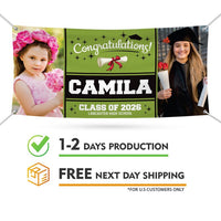 Personalized 2026 Graduation Banner Sign With Photo, Name & School, 13oz Outdoor Class of 2026, Graduation Decoration 2026 Yard Vinyl Banner