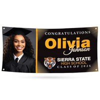 Graduation 2026 Personalized Banner Sign With Photo - 13 Oz Heavy Duty Waterproof Class of 2026, Graduation Vinyl Banner With Metal Grommets