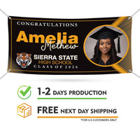 Graduation 2026 Personalized Banner Sign With Photo - 13 Oz Heavy Duty Waterproof Class of 2026, Graduation Vinyl Banner With Metal Grommets